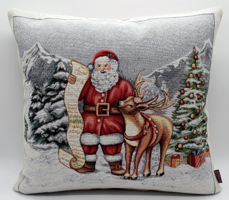 Weihnachtskissenhülle Advents Kissenbezüge 45*45 cm Weihnachtsmann mit Rentier