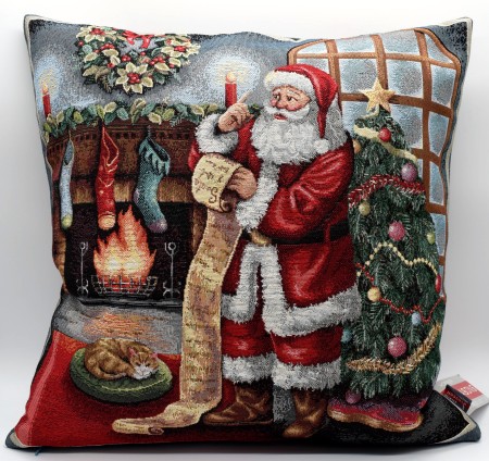 Weihnachtskissenhülle Advents Kissenbezüge 45*45 cm Weihnachtsmann am Kamin