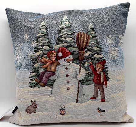 Weihnachtskissenhülle Advents Kissenbezüge 45*45 cm Schneemann mit Kinder