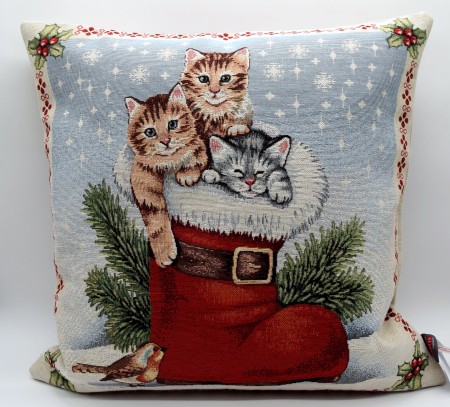 Weihnachtskissenhülle Advents Kissenbezüge 45*45 cm Katzen im Stiefel