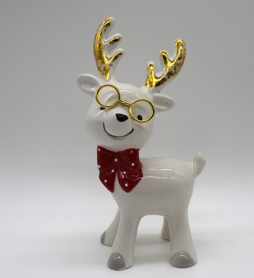 Weihnachtsrentier Sven mit Brille 18 cm Adventsdekoration, Weihnachtsdekoration