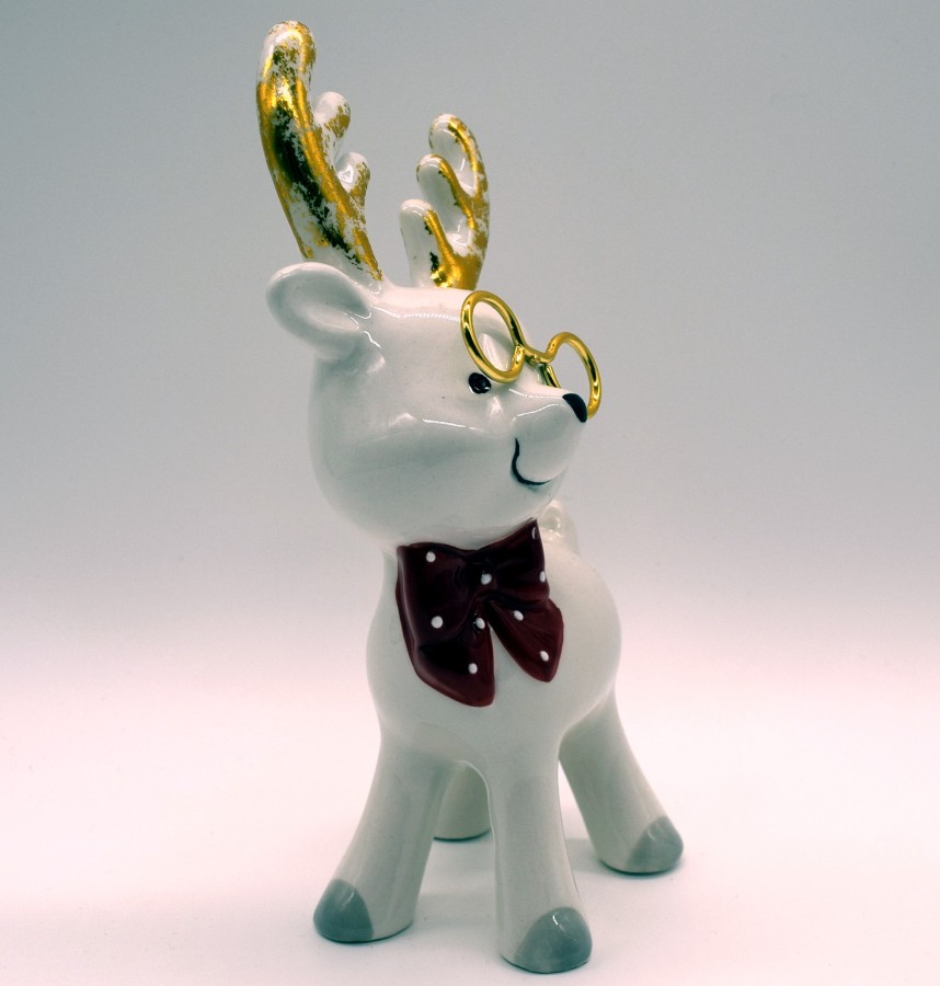 Weihnachtsrentier Sven mit Brille 18 cm Adventsdekoration, Weihnachtsdekoration