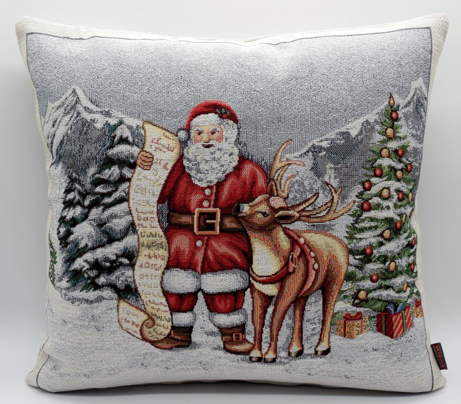 Weihnachtskissenhülle Advents Kissenbezüge 45*45 cm Weihnachtsmann mit Rentier
